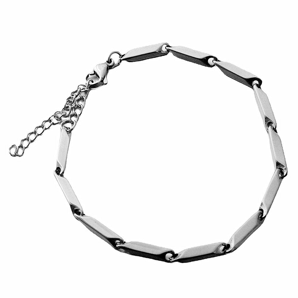 Men's & Women's Titanium Steel Diamond Lines Simple Couple Melon Seed Hip Bracelets