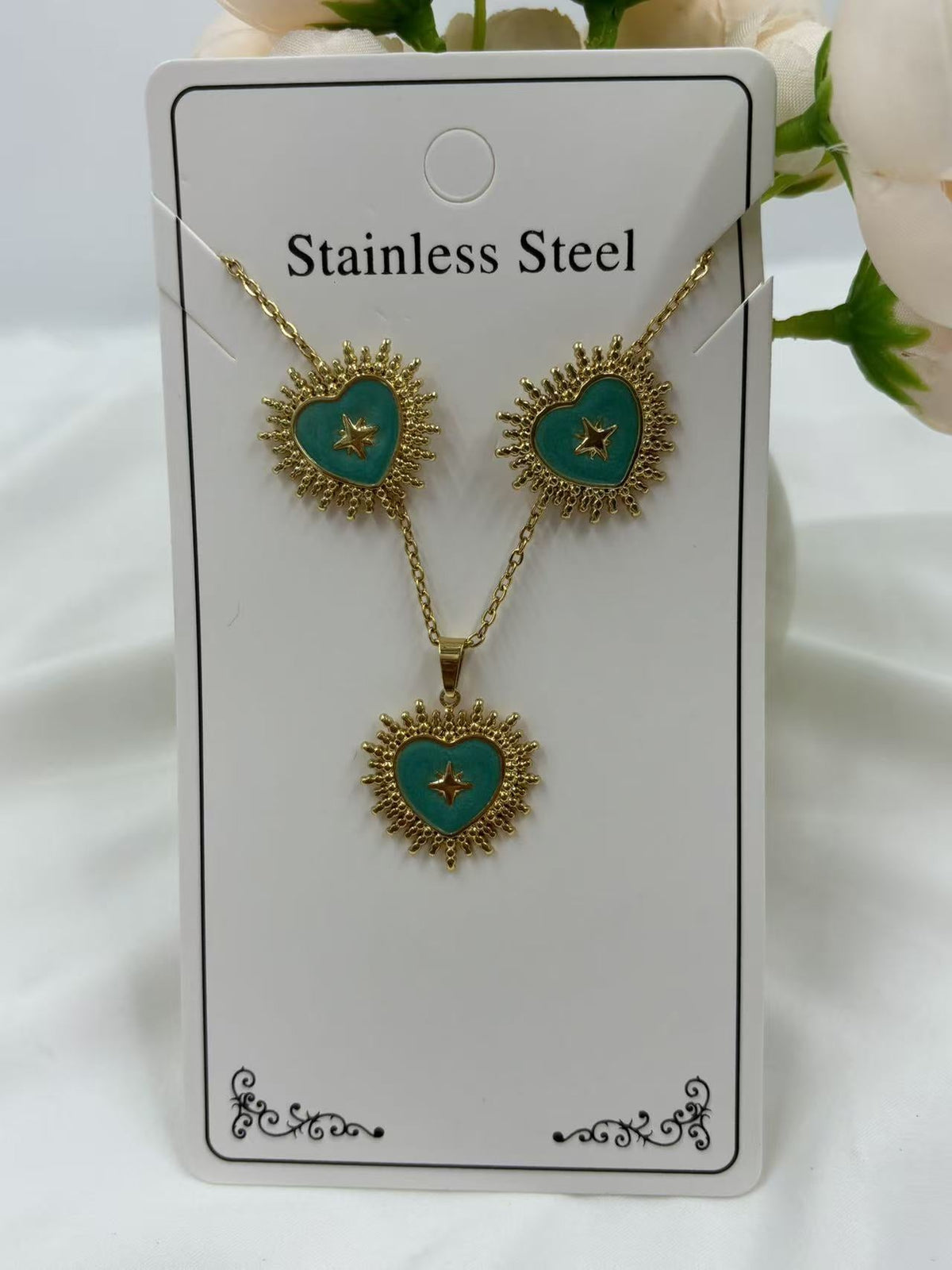Women's Drop Peach Heart Stainless Steel Gold Earrings