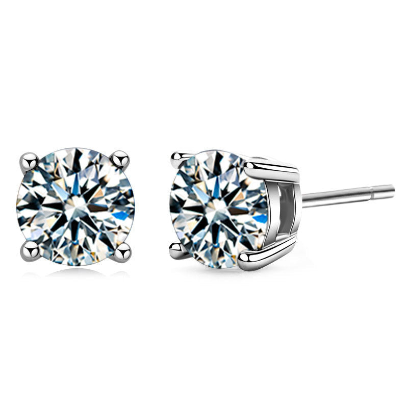 Moissanite Sterling Sier Needle Design Sense Delicate Stud Earrings