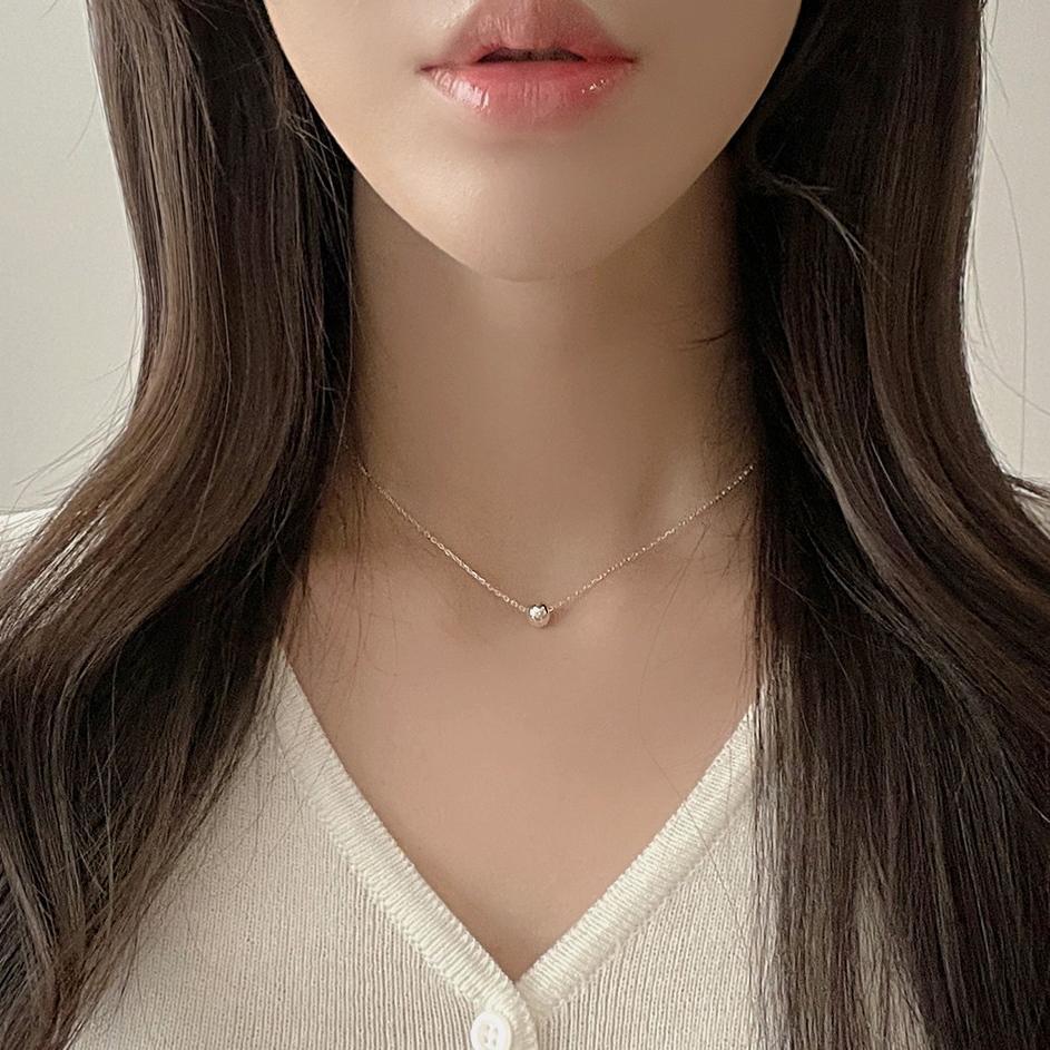 Korean Style Sterling Sier Round Beads Necklace