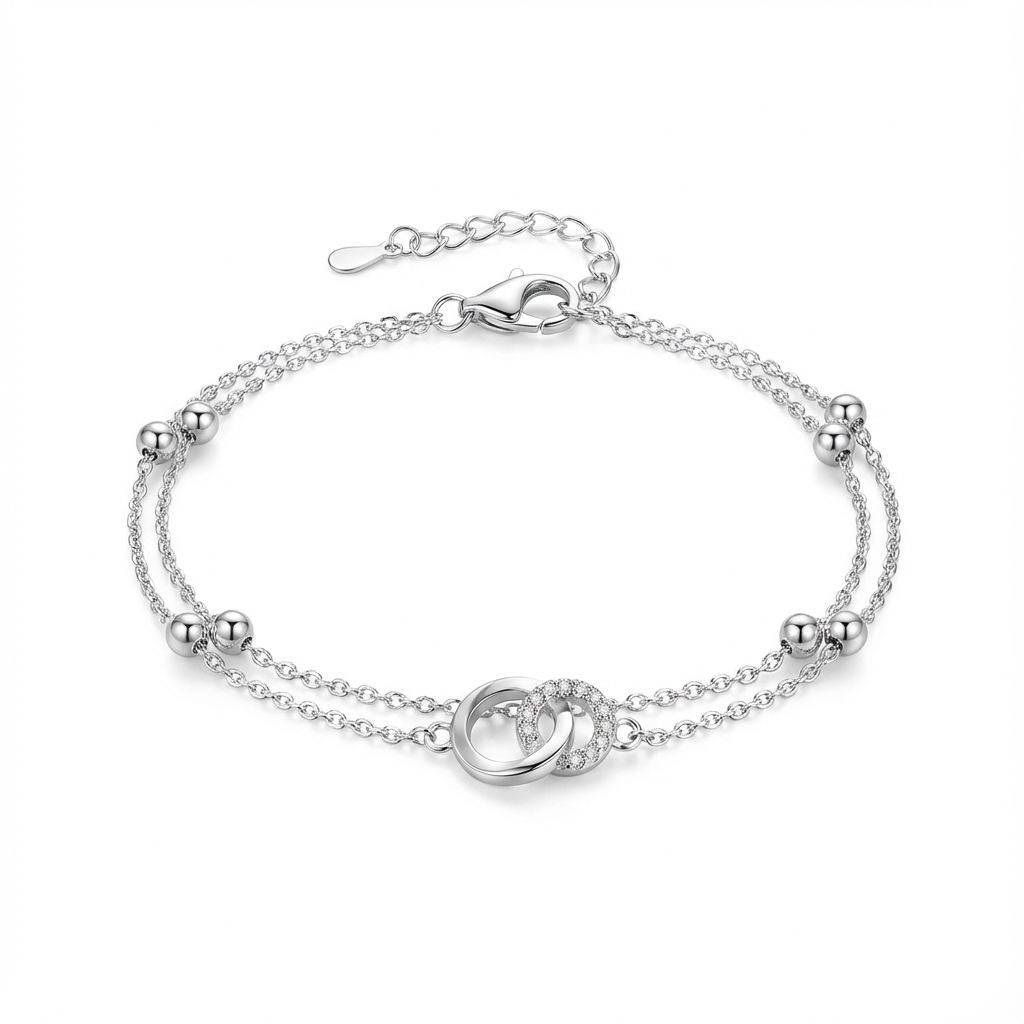 Wind Double Spacer Beads Layer Female Personality Fashion Shining Diamond Bracelet