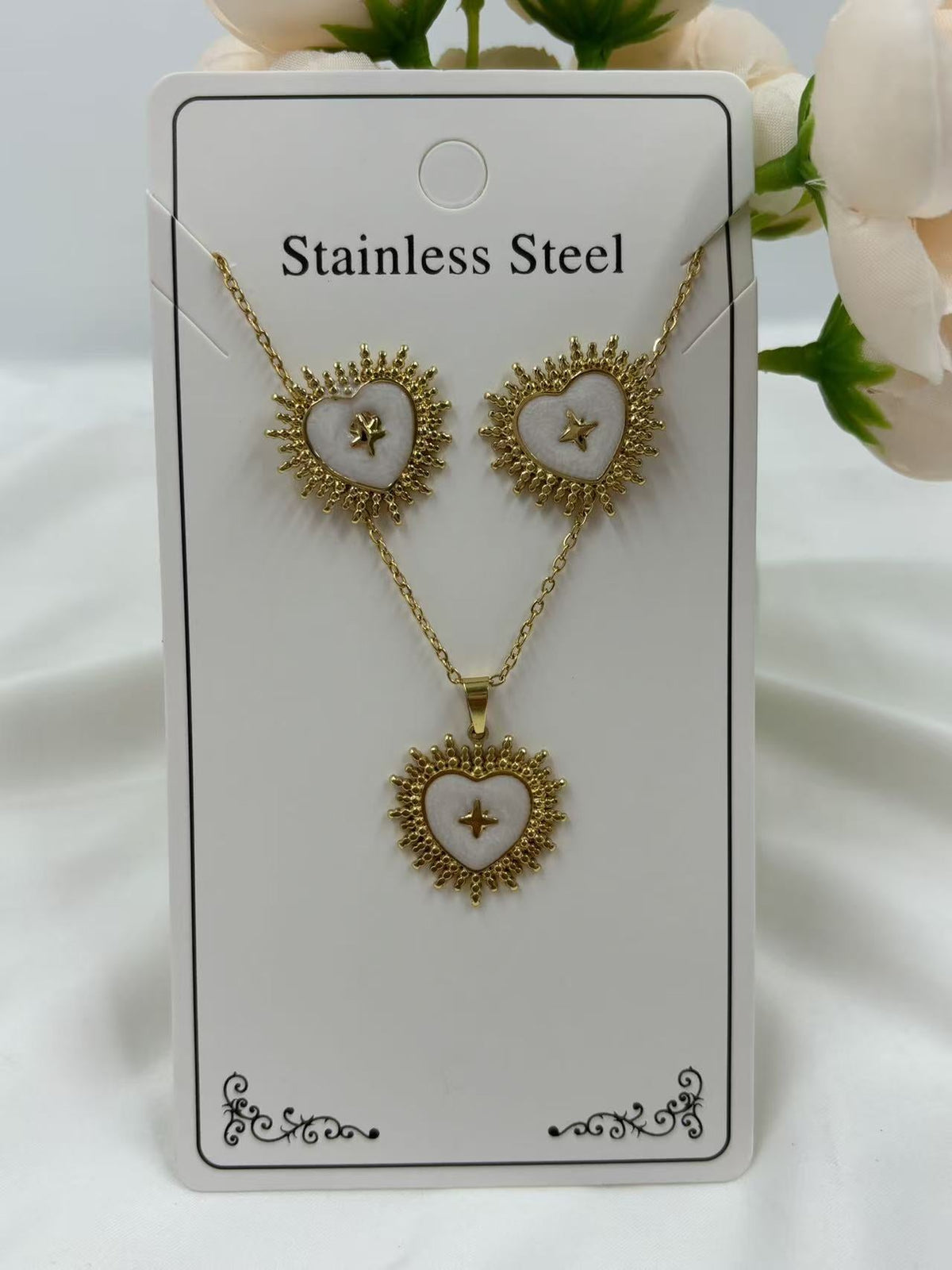 Women's Drop Peach Heart Stainless Steel Gold Earrings