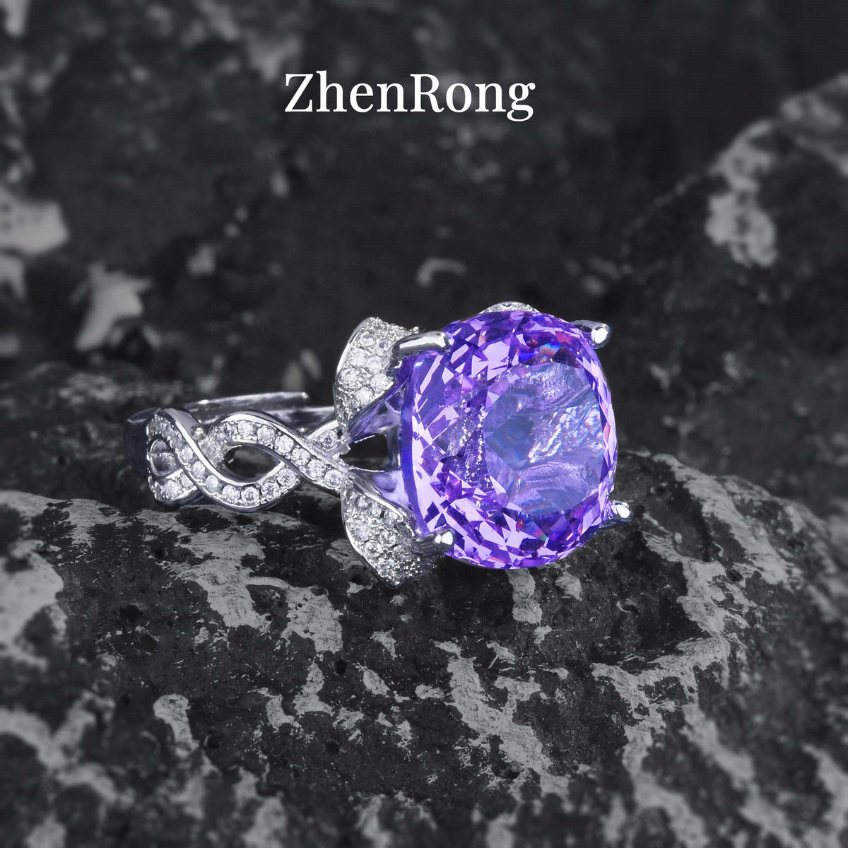 Carat Square Colored Gems Violet Yellow Jewelry Set