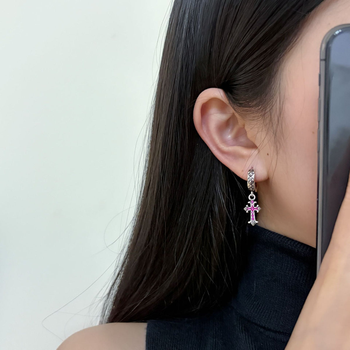 Women's Style Retro Cross Fine Fashion Hip Hop Earrings