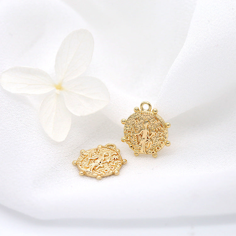 Pure Copper Gold-plated Round Tag Simple Pendant