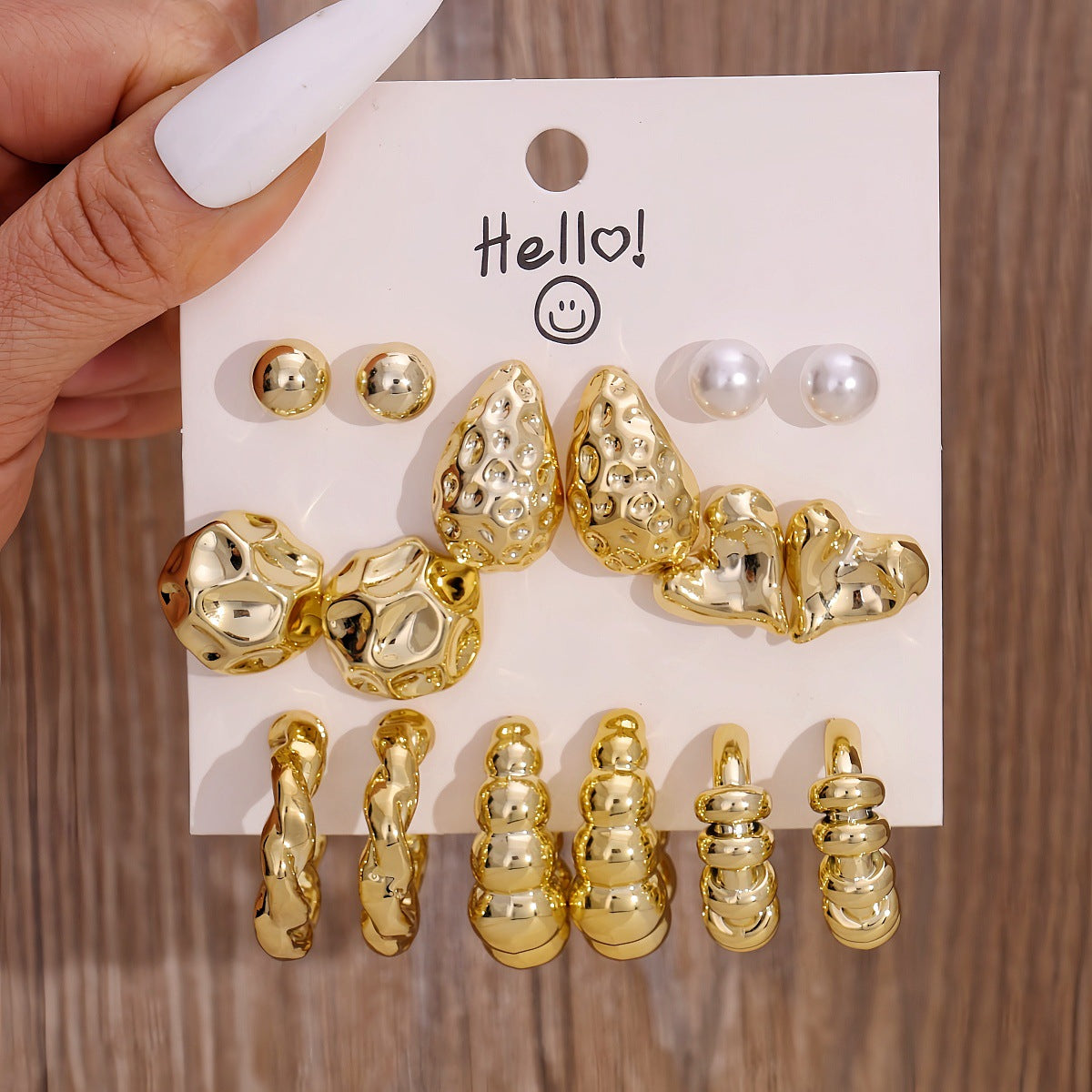 Pairs Storage Combination Versatile Geometric Frosty Earrings