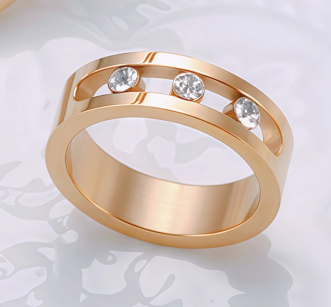 Stainless Steel Diamond Circle Moving Stone Holder Jewelry Set