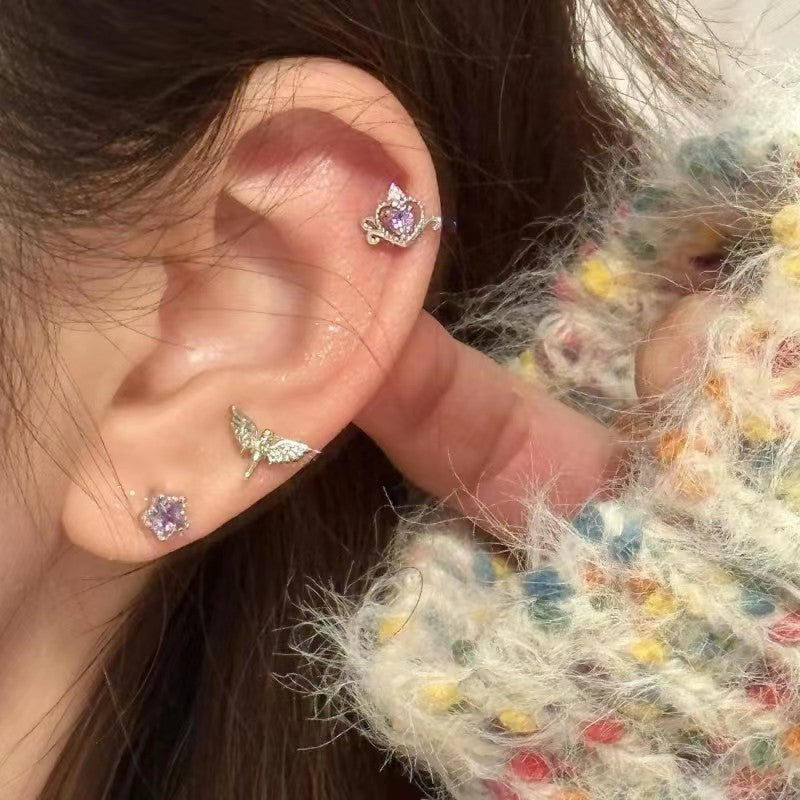 Lucky Bird Dark Punk Little Angel Devil Wings Love Star Earrings