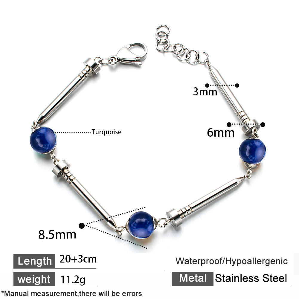 Wind Design Stainless Steel Nail With Natural Bracelet
