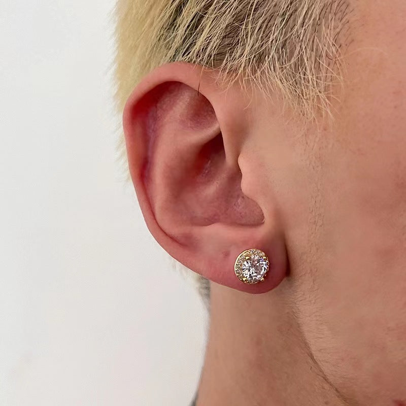 Men's Rhinestone High-grade Sier Piercing Temperament Trend Personalized Earrings