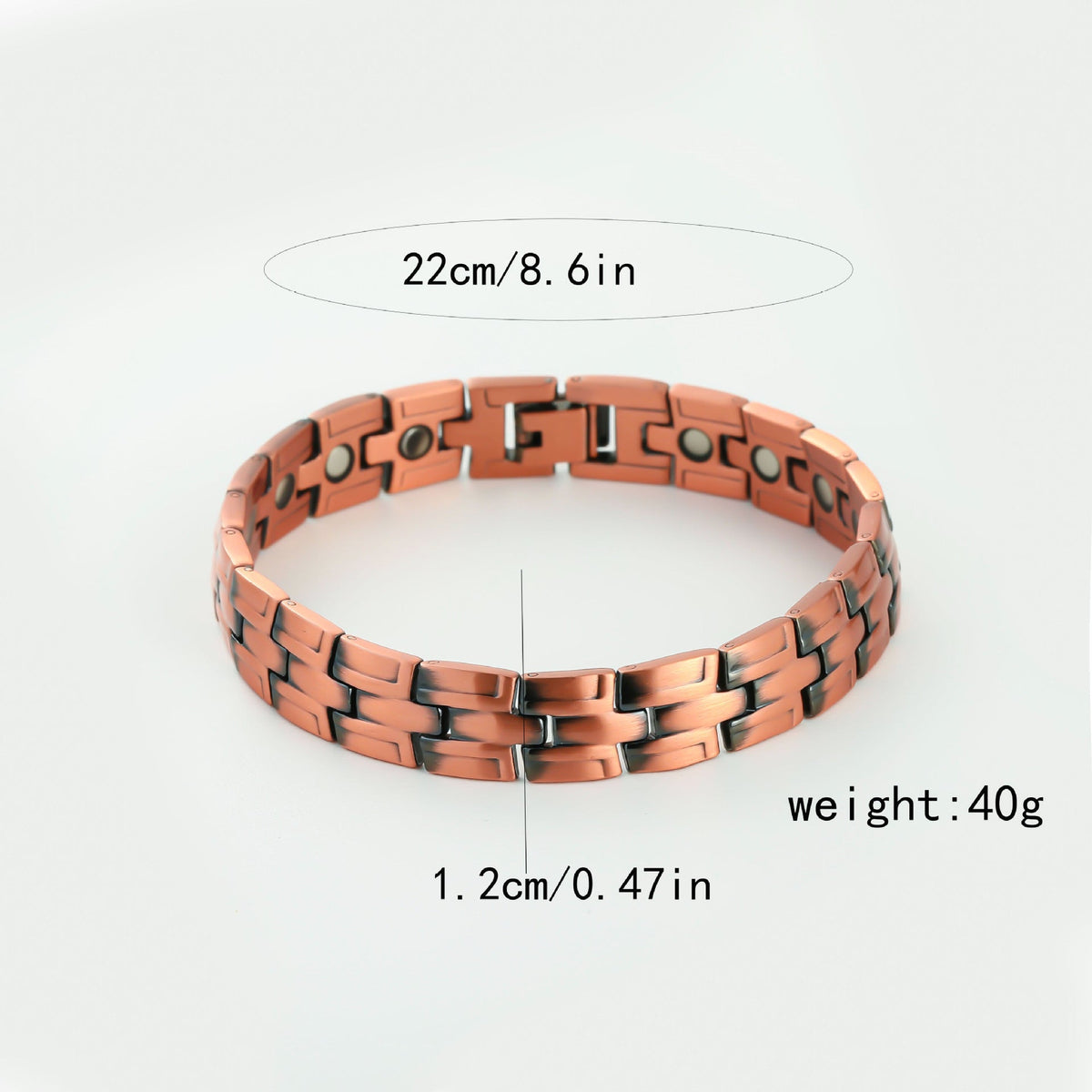 Men's Metal Bronze Magnet Retro Wide Row Full Adjustable Bracelet