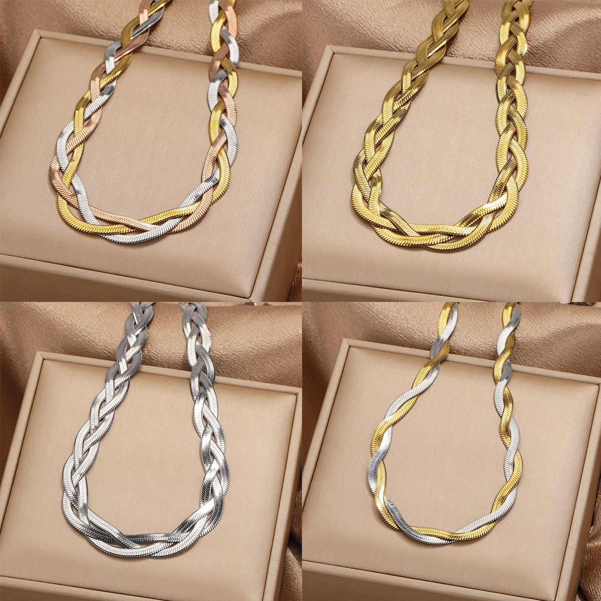 Personalized Woven Titanium Steel Twin Female Choker Necklace