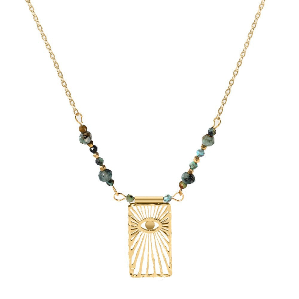Women's Natural Stone Retro Style Gold-plated African Turquoise Necklaces