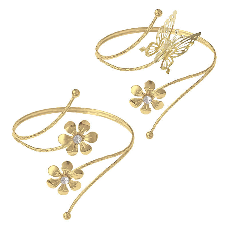 Fashion Butterfly Exaggerated Metal Flower Armband Bracelets
