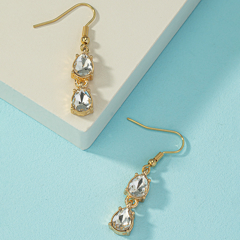 Style Vintage Emerald Water Drop Zircon Ear Earrings