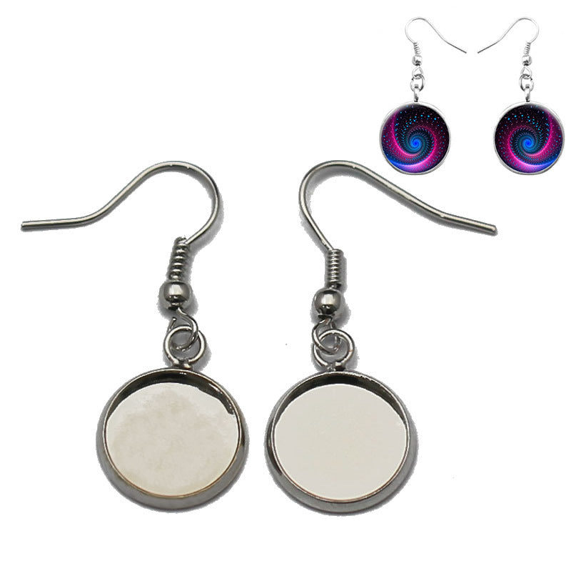 Second Brass French Round Eardrop Frame Earrings