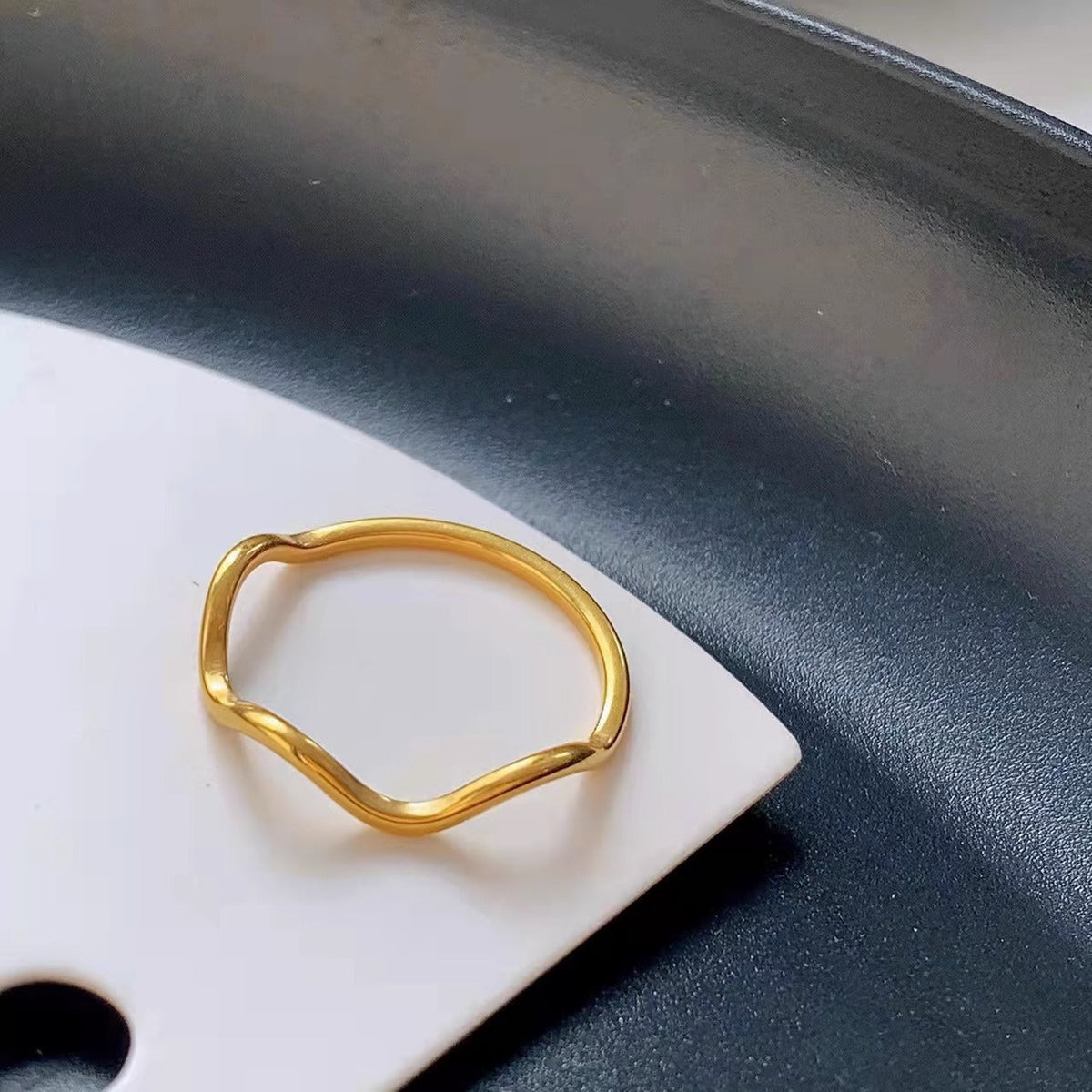 Simple Female Titanium Steel No Fading Minority Fashion Personalized Index Ring
