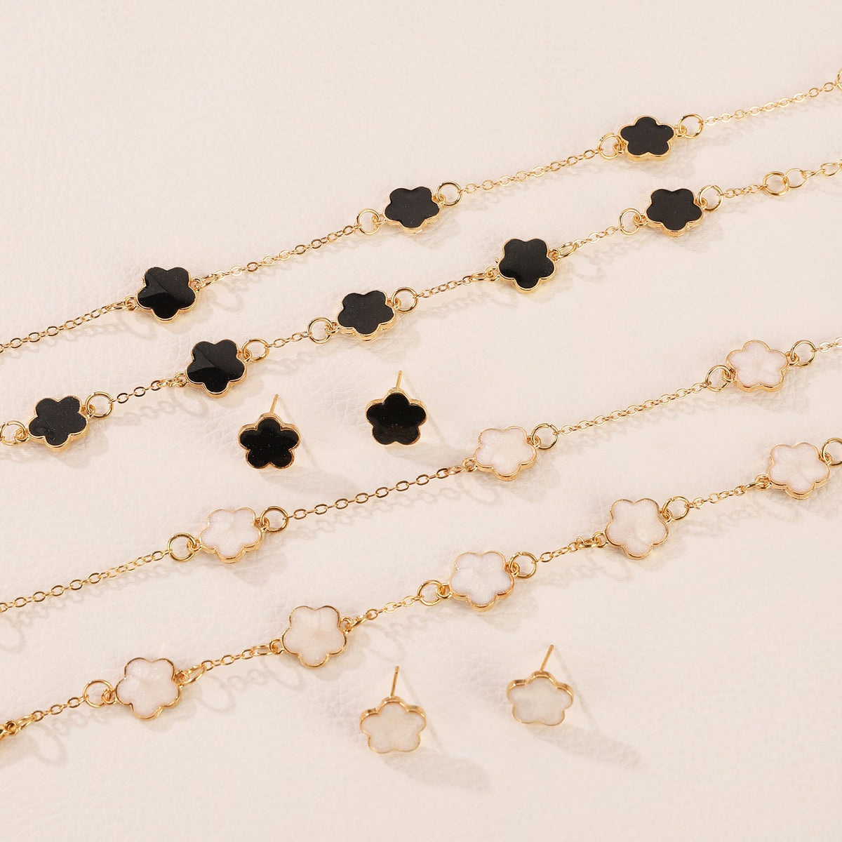Women's Korean Style Parthenocissus Grass Simple Petal Five-leaf Jewelry Set