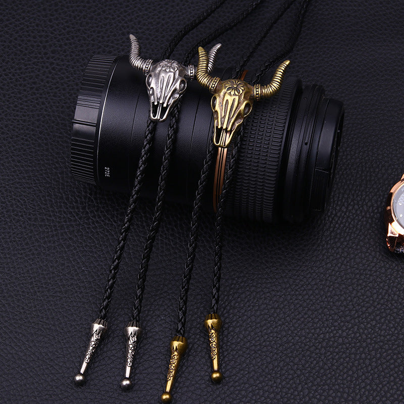 Men's Long Leather Cow Head Fashion Vintage Necklaces
