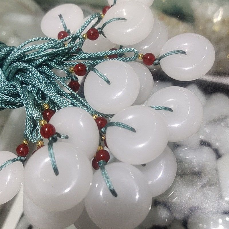 Natural White Jade Safety Buckle Live Pendants