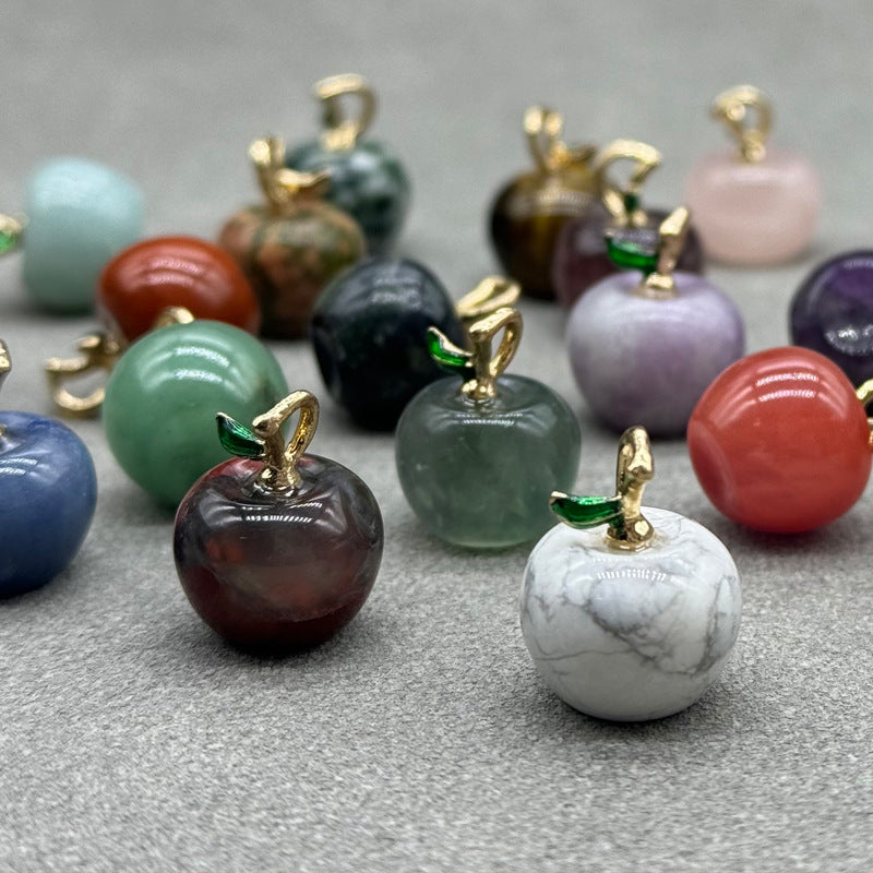 Apple Natural Stone Crystal Agate Amethyst Pink Pendants