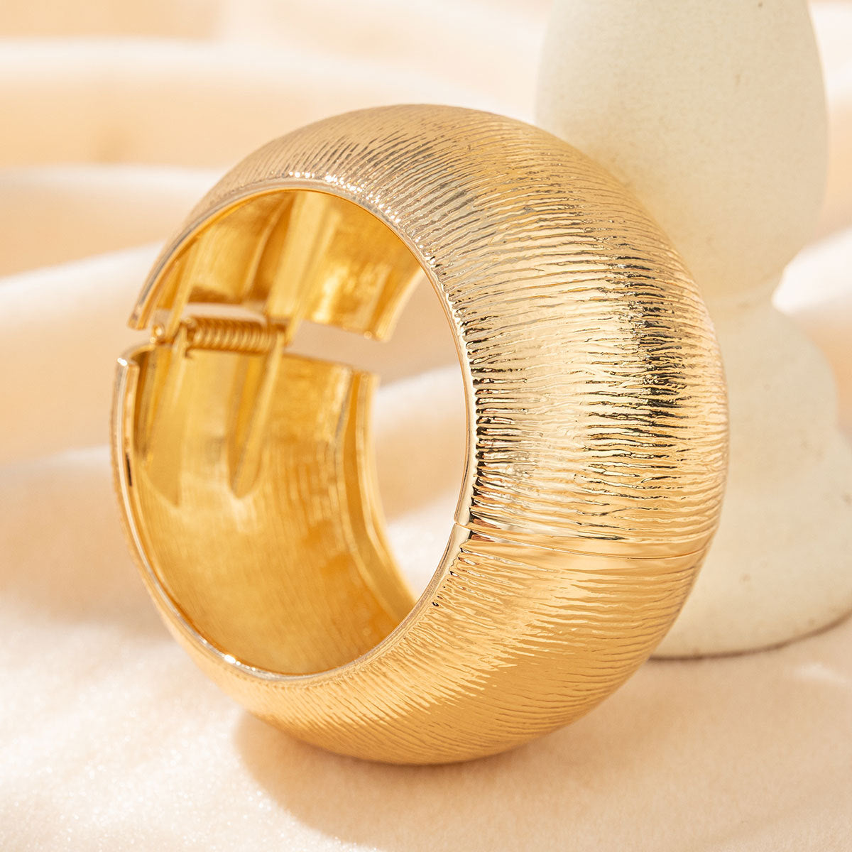 Exaggerated Metal Open-ended Texture Pleated Geometric Big Bracelets
