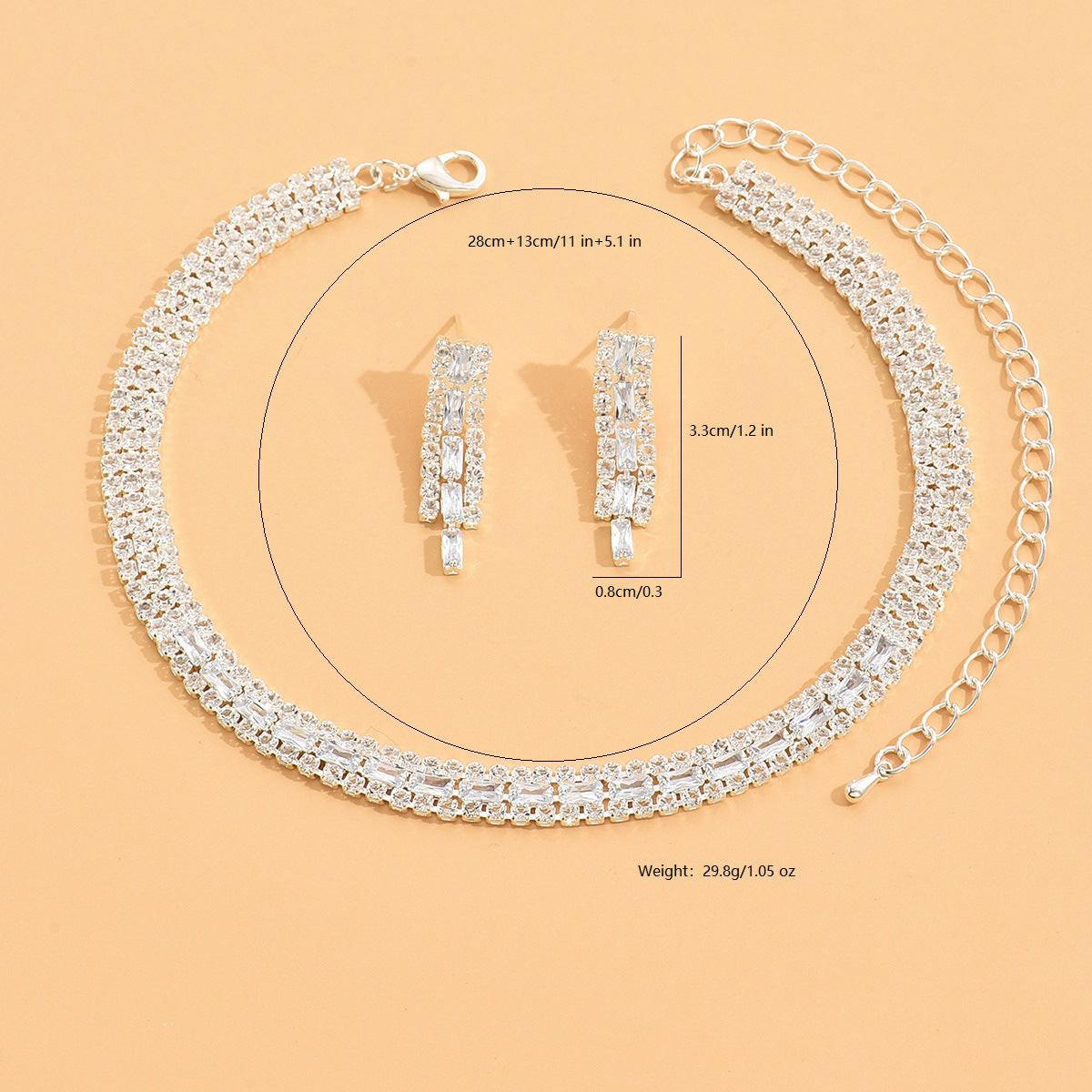 Women's Exquisite Full Diamond Clavicle Two-piece Pack Earrings