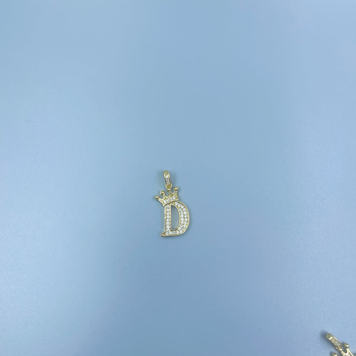 Full Diamond Crown Letters Copper Plated Real Gold Inlaid Zircon Pendant