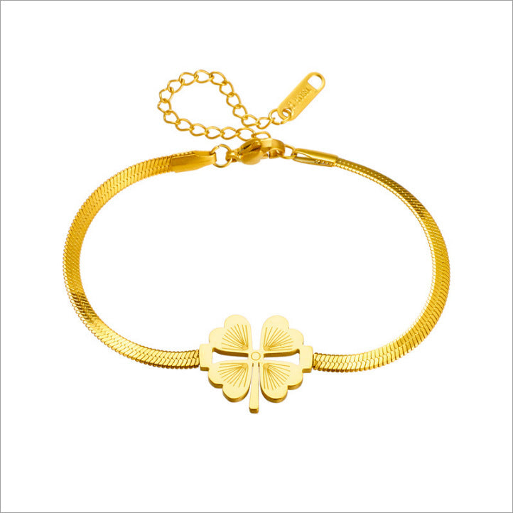 Steel High-grade Four-leaf Clover Female Simple Bracelets