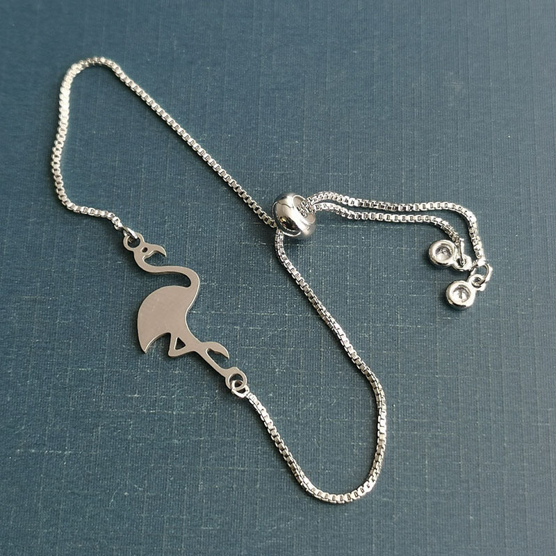 Hand Polished Red-crowned Crane Stainless Steel Pendant