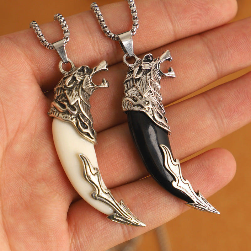 Men's Domineering Wolf Tooth Personality Dog Teeth Stainless Pendant