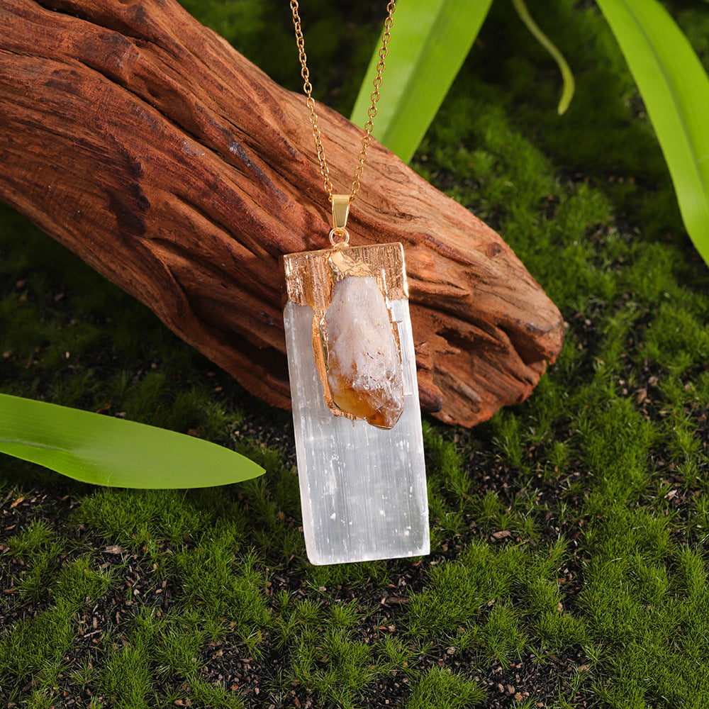 Square Model White Plaster Inlaid Crystal Pendant