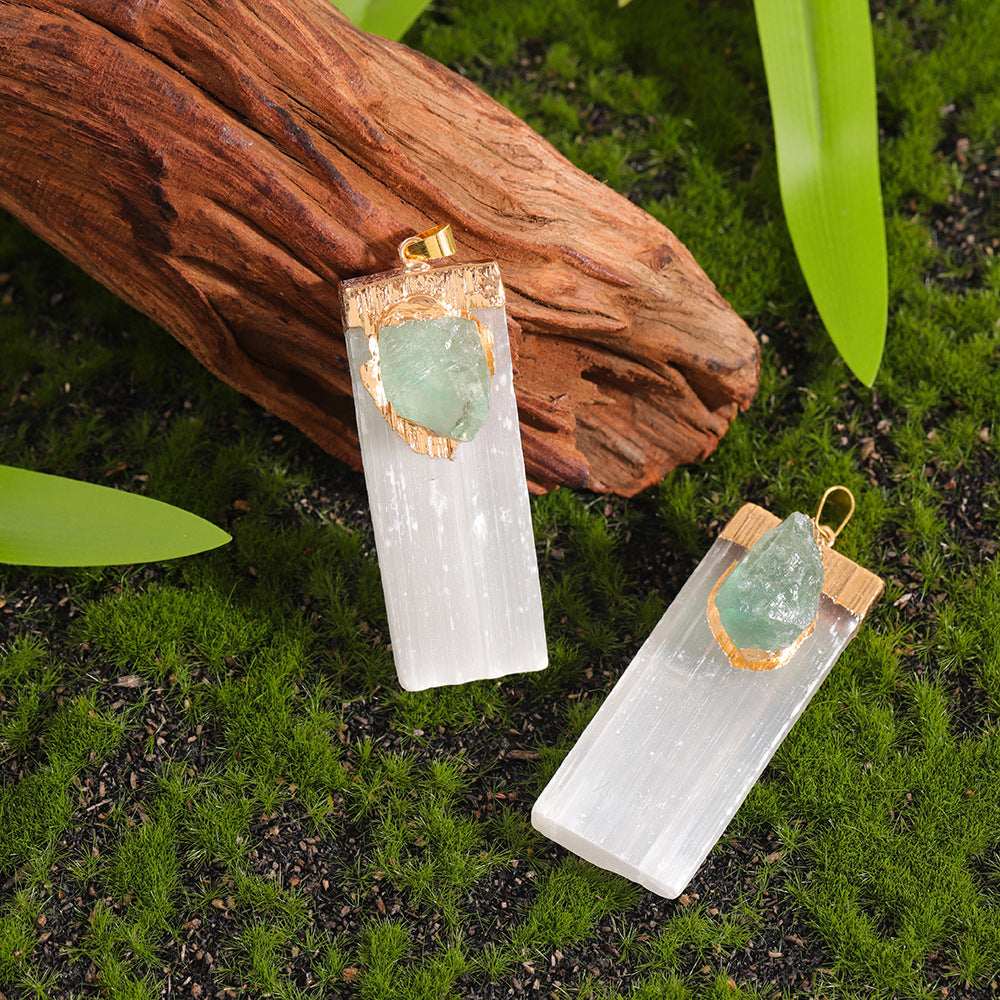 Square Model White Plaster Inlaid Crystal Pendant