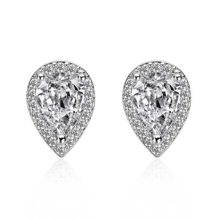 Simulation Moissanite Female Water Drop Pear-shaped Karat Super Shiny Earrings