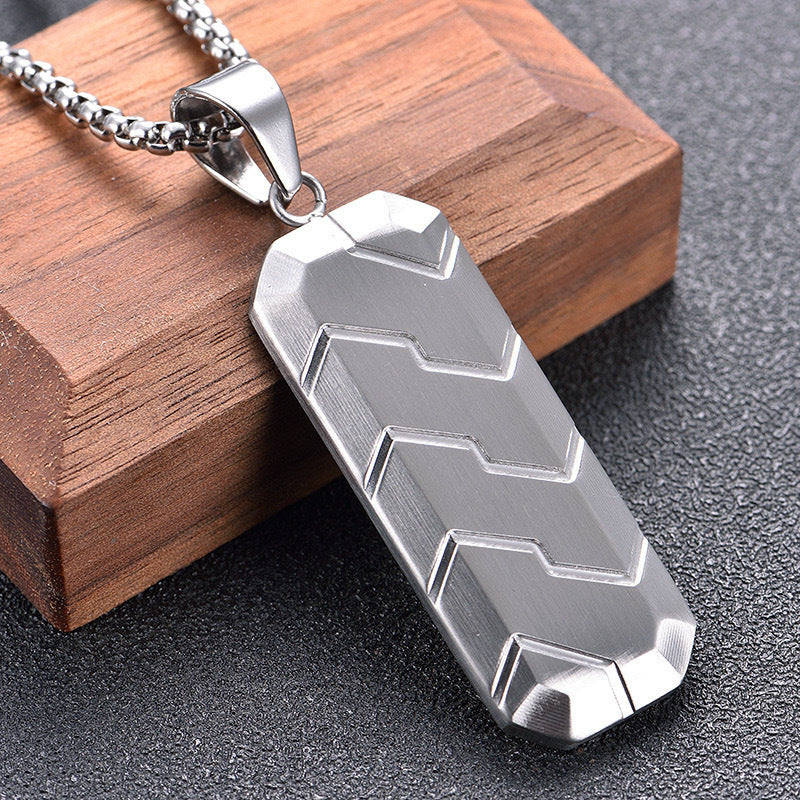 Men's Stainless Steel Geometric Tire Pattern Hip Hop Retro Necklace