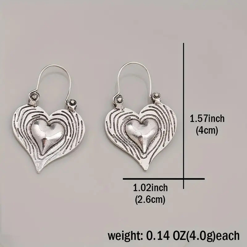 Women's Three-dimensional Texture Love Heart Fashion Elegant Earrings