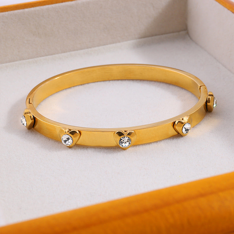 Raised Heart Shape With Diamond Light Luxury High-grade Bracelets