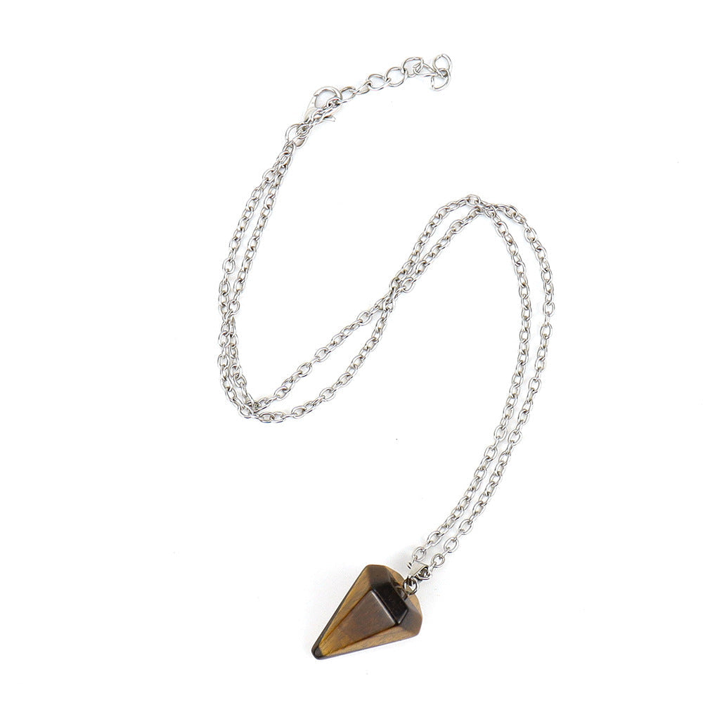 Stone Crystal Faceted Tapered Hexagon Prism Bullet Necklaces