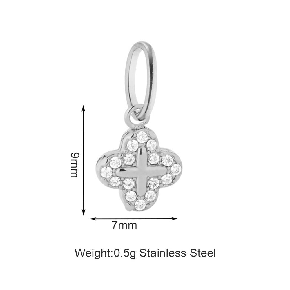 Vacuum Plating White Zirconium Four-leaf Clover Purse More Than Asterism Pendant