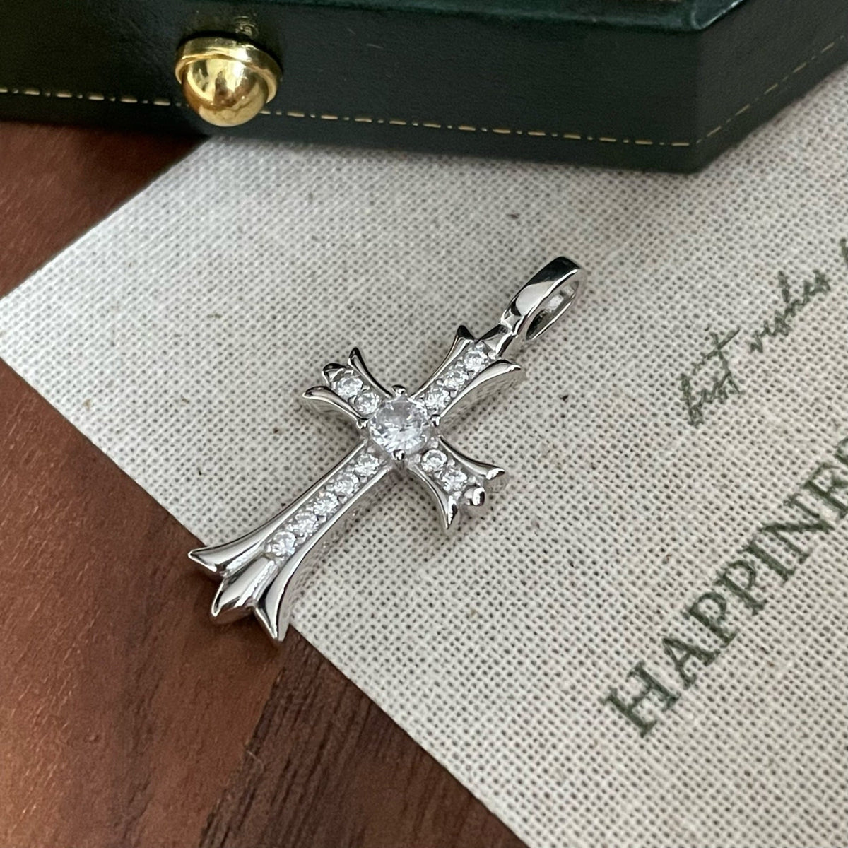 Sterling Sier Universal Buckle Purple Cross Jeweled Personality Retro Pendants