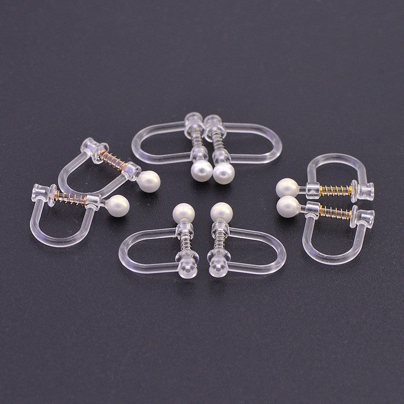 Handmade Change Transparent Resin Pearls U-shaped Ear Clip