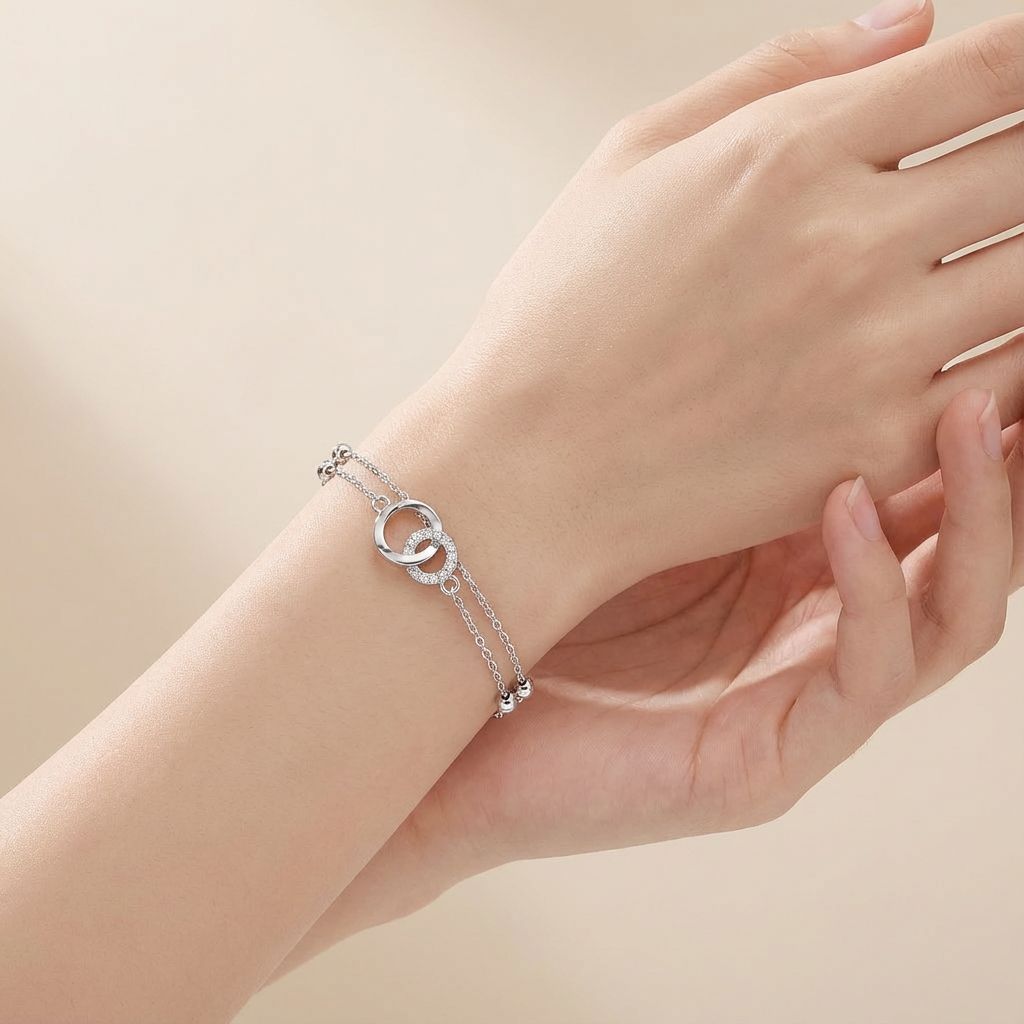 Wind Double Spacer Beads Layer Female Personality Fashion Shining Diamond Bracelet