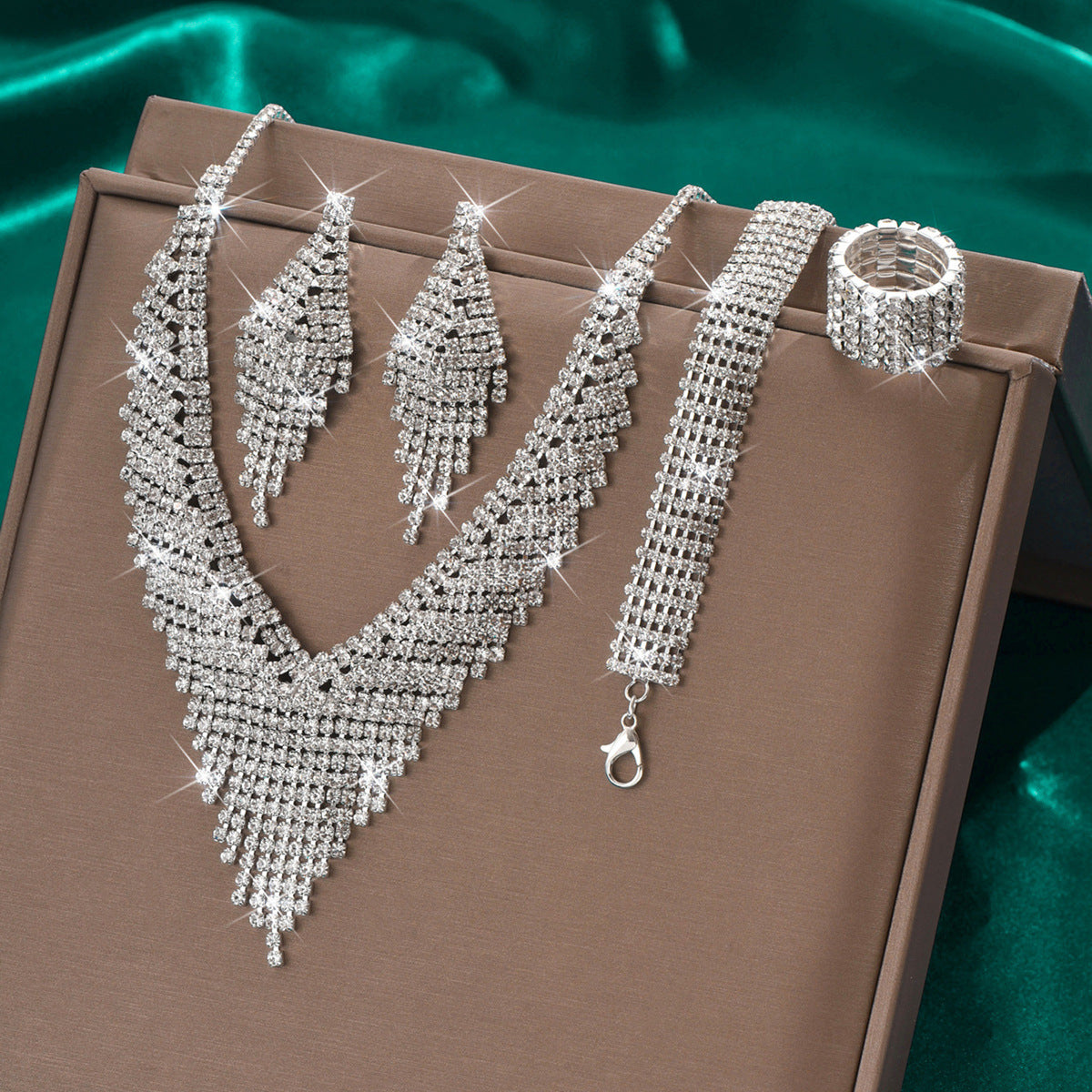 Popular Women's Fashion Wedding Bridal Sier Jewelry Set