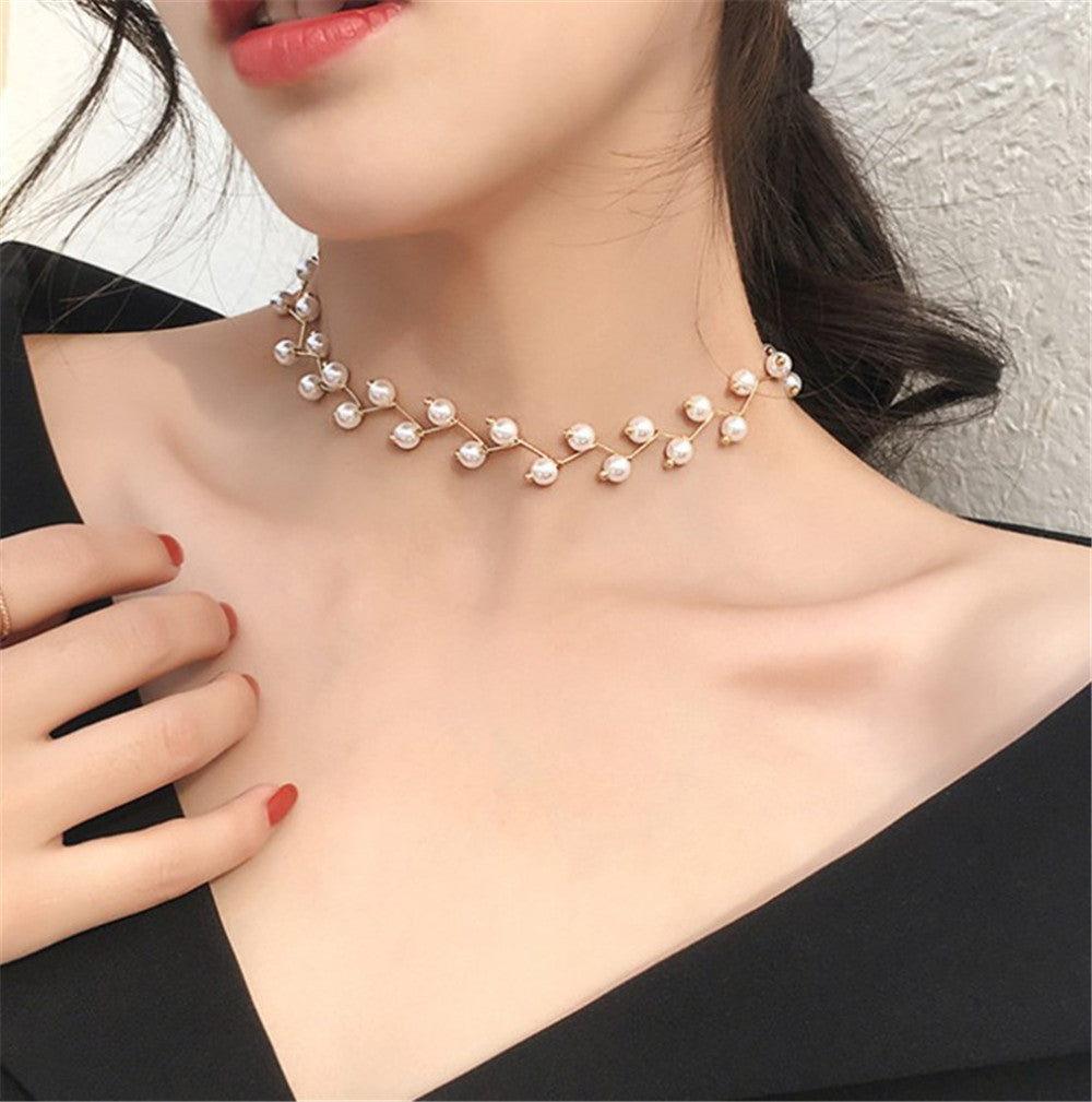 Women's Pearl Neck Band Simple Necklet Neckband Korean Necklaces