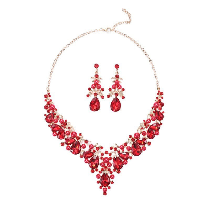 Pearl Water Drop Bridal Wedding Over Rhinestone Necklaces