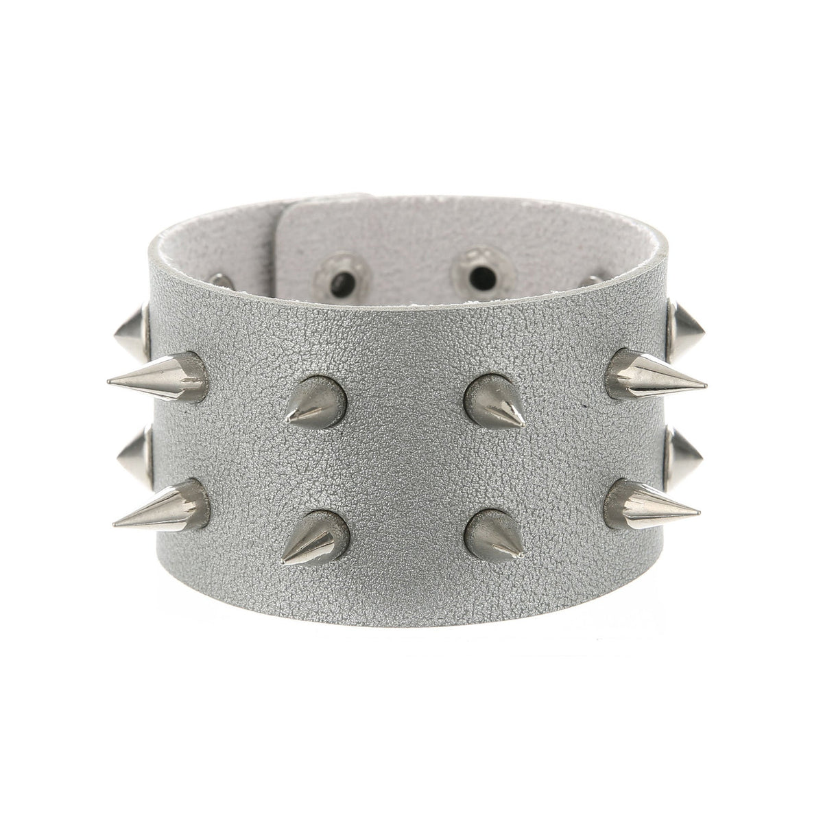 Punk Double Row Alloy Spike Couple Leather Rock Stainless Bracelet