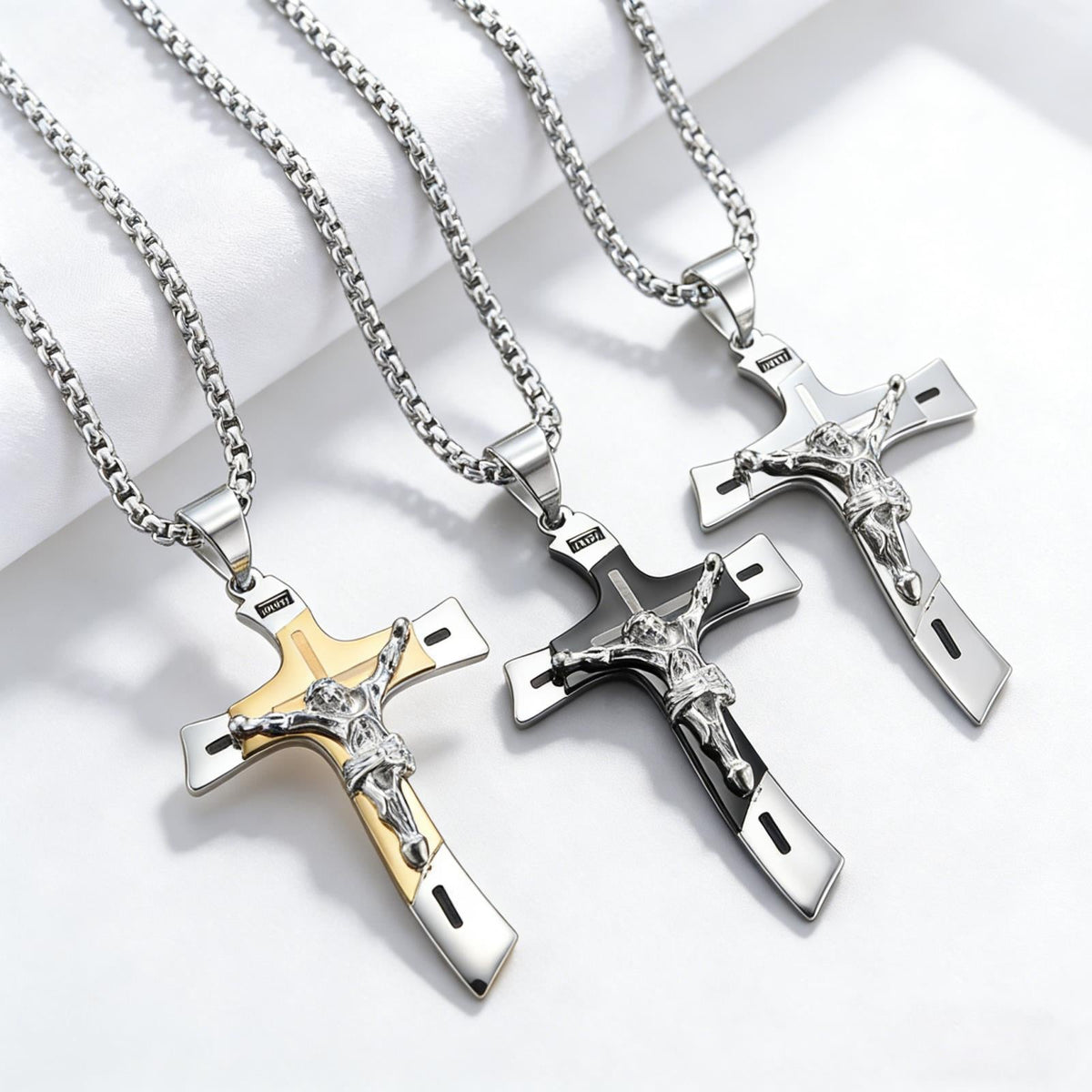 Embossed Portrait Cross Titanium Steel Personalized Pendant