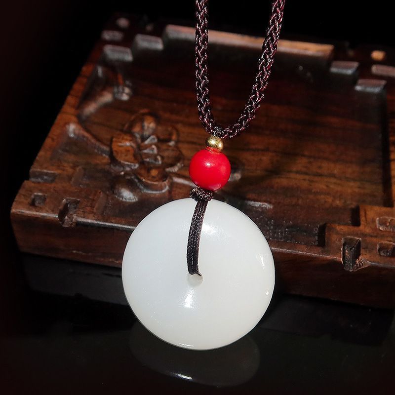 Natural White Jade Safety Buckle Live Pendants
