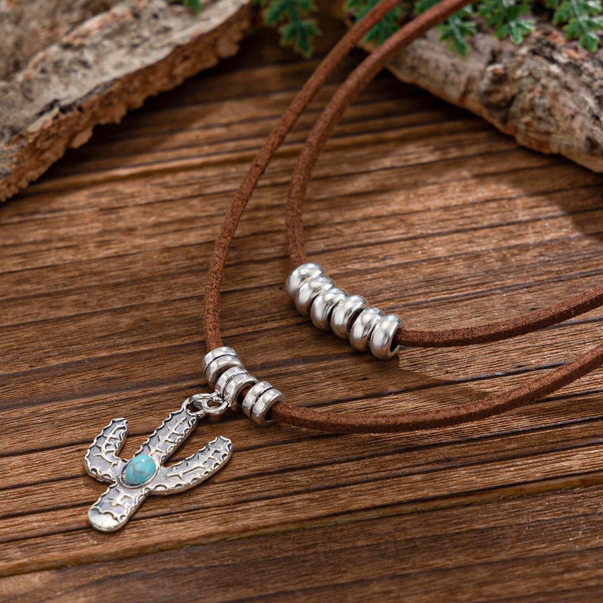 Wind Irregular Tophus Cactus Alloy Collar Pendants