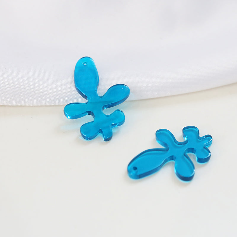 Illustration Line Tulip Flower Leaf Acrylic Handmade Earrings